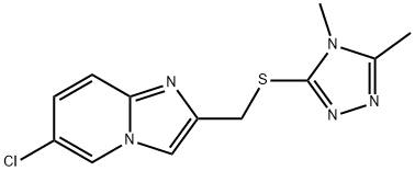 6-Chloro-2-(((4,5-dimethyl-4H-1,2,4-triazol-3-yl)thio)methyl)imidazo[1,2-a]pyridine 结构式