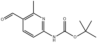 (5-甲酰基-6-甲基吡啶-2-基)氨基甲酸叔丁酯 结构式