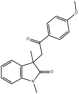 3-(2-(4-甲氧基苯基)-2-氧代乙基)-1,3-二甲基二氢吲哚-2-酮 结构式