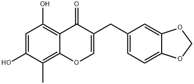 4H-1-Benzopyran-4-one, 3-(1,3-benzodioxol-5-ylmethyl)-5,7-dihydroxy-8-methyl- 结构式