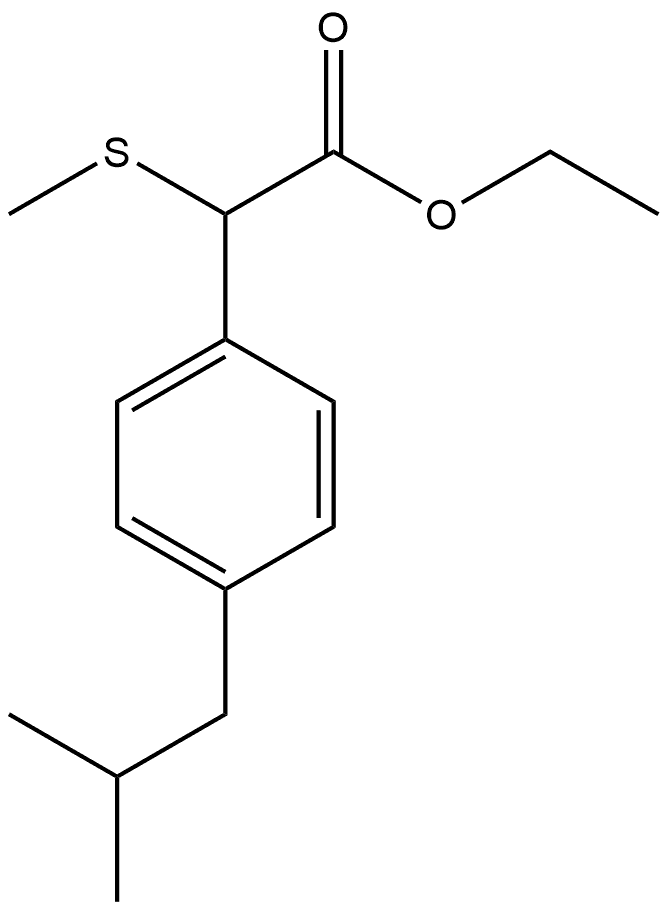 Benzeneacetic acid, 4-(2-methylpropyl)-α-(methylthio)-, ethyl ester 结构式