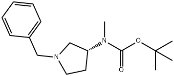 Carbamic acid, N-methyl-N-[(3R)-1-(phenylmethyl)-3-pyrrolidinyl]-, 1,1-dimethylethyl ester 结构式