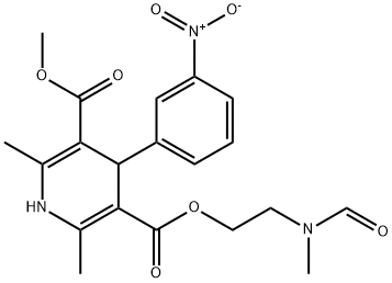 5-O-[2-[formyl(methyl)amino]ethyl] 3-O-methyl 2,6-dimethyl-4-(3-nitrophenyl)-1,4-dihydropyridine-3,5-dicarboxylate 结构式