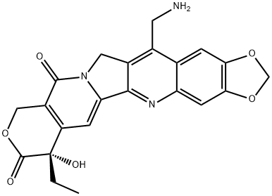 10H-1,3-Dioxolo[4,5-g]pyrano[3',4':6,7]indolizino[1,2-b]quinoline-8,11(7H,13H)-dione, 14-(aminomethyl)-7-ethyl-7-hydroxy-, (7S)- 结构式