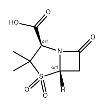 REL-(2R,5S)-3,3-二甲基-7-氧代-4-硫-1-氮杂双环[3.2.0]庚烷-2-羧酸4,4-二氧化物 结构式