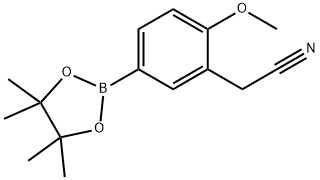 2-(2-methoxy-5-(4,4,5,5-tetramethyl-1,3,2-dioxaborolan-2-yl)phenyl)acetonitrile 结构式