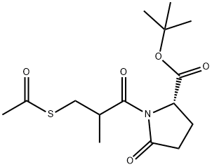 L-Proline, 1-[3-(acetylthio)-2-methyl-1-oxopropyl]-5-oxo-, 1,1-dimethylethyl ester 结构式