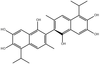 [2,2'-Binaphthalene]-1,1',6,6',7,7'-hexol, 3,3'-dimethyl-5,5'-bis(1-methylethyl)-, (2R)- 结构式
