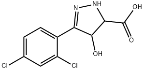 1H-Pyrazole-5-carboxylic acid, 3-(2,4-dichlorophenyl)-4,5-dihydro-4-hydroxy- 结构式