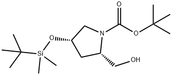 tert-Butyl (2S,4S)-4-((tert-butyldimethylsilyl)oxy)-2-(hydroxymethyl)pyrrolidine-1-carboxylate 结构式