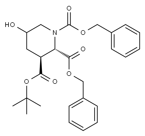 1,2,3-Piperidinetricarboxylic acid, 5-hydroxy-, 3-(1,1-dimethylethyl) 1,2-bis(phenylmethyl) ester, (2S,3S)- 结构式