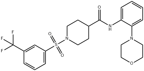 N-(2-吗啉苯基)-1-((3-(三氟甲基)苯基)磺酰基)哌啶-4-甲酰胺 结构式