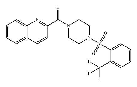 喹啉-2-基(4-(2-(三氟甲基)苯基)磺酰基)哌嗪-1-基)甲酮 结构式