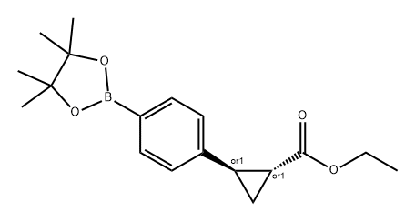 Cyclopropanecarboxylic acid, 2-[4-(4,4,5,5-tetramethyl-1,3,2-dioxaborolan-2-yl)phenyl]-, ethyl ester, (1R,2R)-rel- 结构式