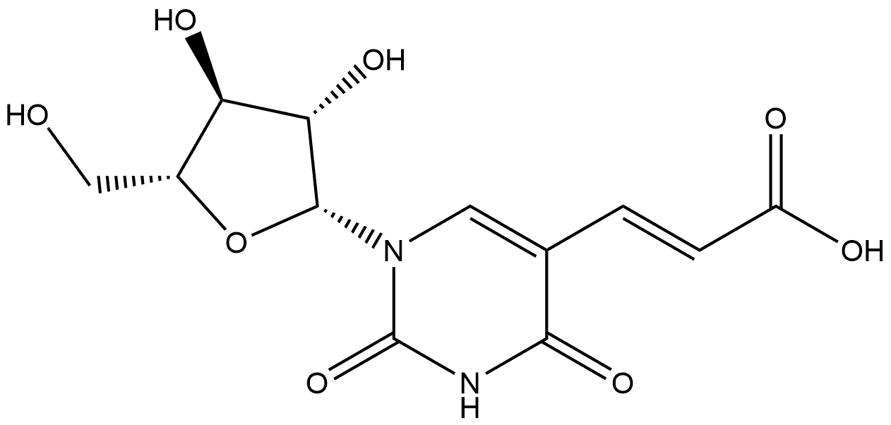 2-Propenoic acid, 3-(1-β-D-arabinofuranosyl-1,2,3,4-tetrahydro-2,4-dioxo-5-pyrimidinyl)-, (2E)- 结构式