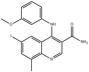 6-碘-4-((3-甲氧基苯基)氨基)-8-甲基喹啉-3-甲酰胺 结构式