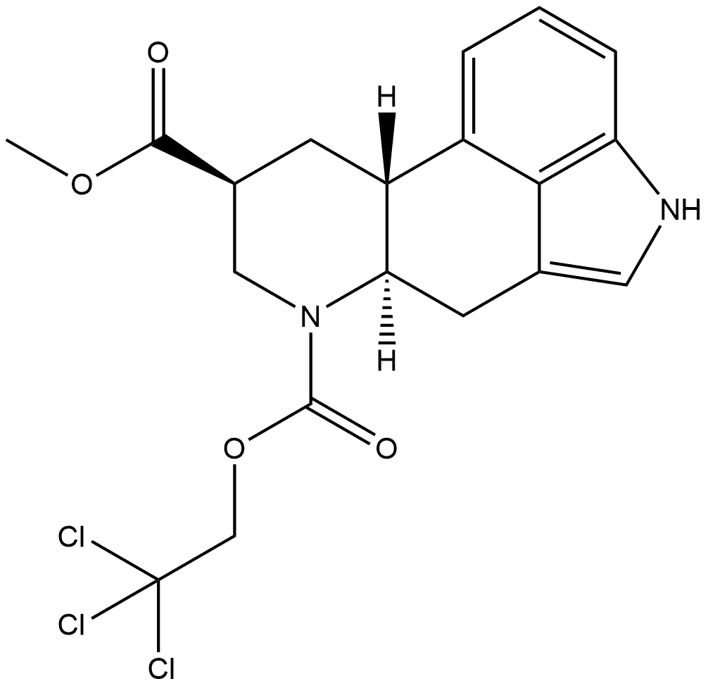 9-METHYL 7-(2,2,2-TRICHLOROETHYL) (6AR,9R,10AR)-6,6A,8,9,10,10A-HEXAHYDROINDOLO[4,3-FG]QUINOLINE-7,9(4H)-DICARBOXYLATE 结构式