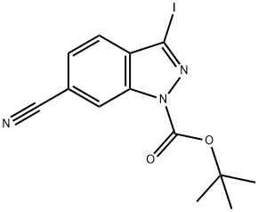 1H-Indazole-1-carboxylic acid, 6-cyano-3-iodo-, 1,1-dimethylethyl ester 结构式