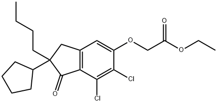 Acetic acid, 2-[(2-butyl-6,7-dichloro-2-cyclopentyl-2,3-dihydro-1-oxo-1H-inden-5-yl)oxy]-, ethyl ester 结构式