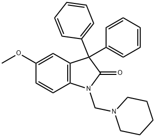 5-Methoxy-3,3-diphenyl-1-(piperidin-1-ylmethyl)indolin-2-one 结构式