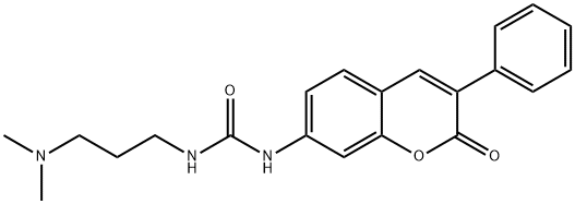 N-(Γ,Γ-二甲氨基丙基)-N'-(3-苯基香豆素基-(7)-)脲 结构式