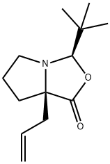 1H,3H-Pyrrolo[1,2-c]oxazol-1-one, 3-(1,1-dimethylethyl)tetrahydro-7a-(2-propen-1-yl)-, (3R,7aR)- 结构式