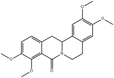 8H-Dibenzo[a,g]quinolizin-8-one, 5,6,13,13a-tetrahydro-2,3,9,10-tetramethoxy- 结构式