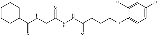 N-(2-{2-[4-(2,4-dichlorophenoxy)butanoyl]hydrazino}-2-oxoethyl)cyclohexanecarboxamide (non-preferred name) 结构式