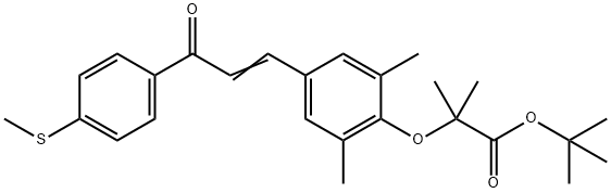 PROPANOIC ACID, 2-[2,6-DIMETHYL-4-[3-[4-(METHYLTHIO)PHENYL]-3-OXO-1-PROPEN-1-YL]PHENOXY]-2-METHYL-, 1,1-DIMETHYLETHYL ESTER 结构式