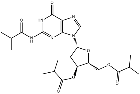 Guanosine, 2'-deoxy-N-(2-methyl-1-oxopropyl)-, 3',5'-bis(2-methylpropanoate) 结构式