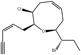 (2R,5Z)-8α-[(R)-1-Bromopropyl]-3α-chloro-3,4,7,8-tetrahydro-2α-[(Z)-2-penten-4-ynyl]-2H-oxocin 结构式