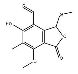 4-Isobenzofurancarboxaldehyde, 1,3-dihydro-5-hydroxy-3,7-dimethoxy-6-methyl-1-oxo- 结构式