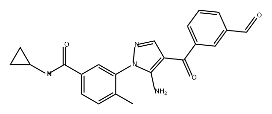 Benzamide, 3-[5-amino-4-(3-formylbenzoyl)-1H-pyrazol-1-yl]-N-cyclopropyl-4-methyl- 结构式