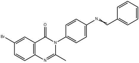 (E)-3-(4-(Benzylideneamino)phenyl)-6-bromo-2-methylquinazolin-4(3H)-one 结构式