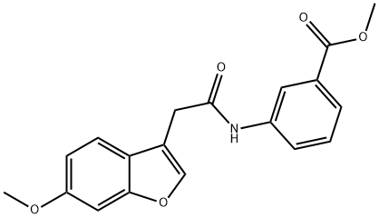 3-(2-(6-甲氧基苯并呋喃-3-基)乙酰氨基)苯甲酸甲酯 结构式