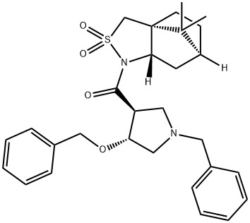 Methanone, [(3S,4R)-4-(phenylmethoxy)-1-(phenylmethyl)-3-pyrrolidinyl][(3aR,6S,7aS)-tetrahydro-8,8-dimethyl-2,2-dioxido-3H-3a,6-methano-2,1-benzisothiazol-1(4H)-yl]- 结构式