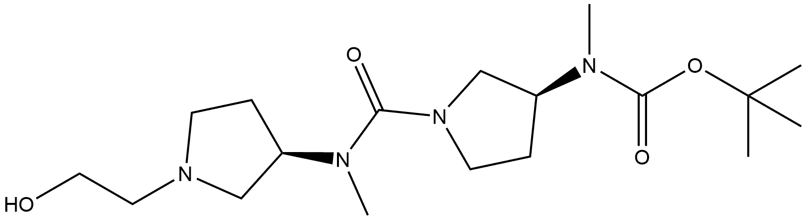 Carbamic acid, [(3S)-1-[[[(3R)-1-(2-hydroxyethyl)-3-pyrrolidinyl]methylamino]carbonyl]-3-pyrrolidinyl]methyl-, 1,1-dimethylethyl ester (9CI) 结构式