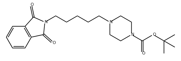1-Piperazinecarboxylic acid, 4-[5-(1,3-dihydro-1,3-dioxo-2H-isoindol-2-yl)pentyl]-, 1,1-dimethylethyl ester 结构式