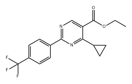 5-Pyrimidinecarboxylic acid, 4-cyclopropyl-2-[4-(trifluoromethyl)phenyl]-, ethyl ester 结构式