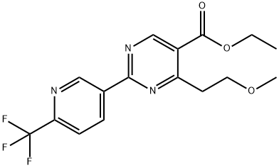 5-Pyrimidinecarboxylic acid, 4-(2-methoxyethyl)-2-[6-(trifluoromethyl)-3-pyridinyl]-, ethyl ester 结构式