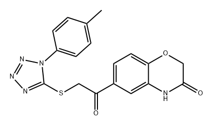 2H-1,4-Benzoxazin-3(4H)-one, 6-[2-[[1-(4-methylphenyl)-1H-tetrazol-5-yl]thio]acetyl]- 结构式