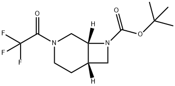 3,8-Diazabicyclo[4.2.0]octane-8-carboxylic acid, 3-(2,2,2-trifluoroacetyl)-, 1,1-dimethylethyl ester, (1R,6S)- 结构式