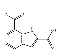 7-(甲氧羰基)-1H-吲哚-2-羧酸 结构式