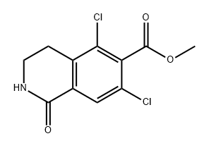 5,7-二氯-1-氧代-1,2,3,4-四氢异喹啉-6-羧酸甲酯 结构式