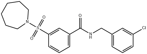 3-(氮杂环庚烷-1-基磺酰基)-N-(3-氯苄基)苯甲酰胺 结构式