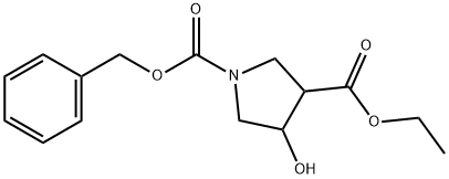 1,3-Pyrrolidinedicarboxylic acid, 4-hydroxy-, 3-ethyl 1-(phenylmethyl) ester 结构式