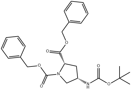 1,2-Pyrrolidinedicarboxylic acid, 4-[[(1,1-dimethylethoxy)carbonyl]amino]-, 1,2-bis(phenylmethyl) ester, (2S,4S)- 结构式