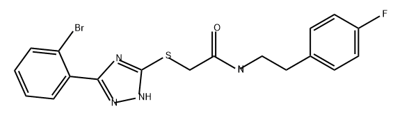 2-((5-(2-溴苯基)-1H-1,2,4-三唑-3-基)硫基)-N-(4-氟苯乙基)乙酰胺 结构式
