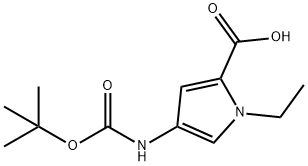 1H-Pyrrole-2-carboxylic acid, 4-[[(1,1-dimethylethoxy)carbonyl]amino]-1-ethyl- 结构式