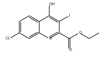 2-Quinolinecarboxylic acid, 7-chloro-4-hydroxy-3-iodo-, ethyl ester 结构式